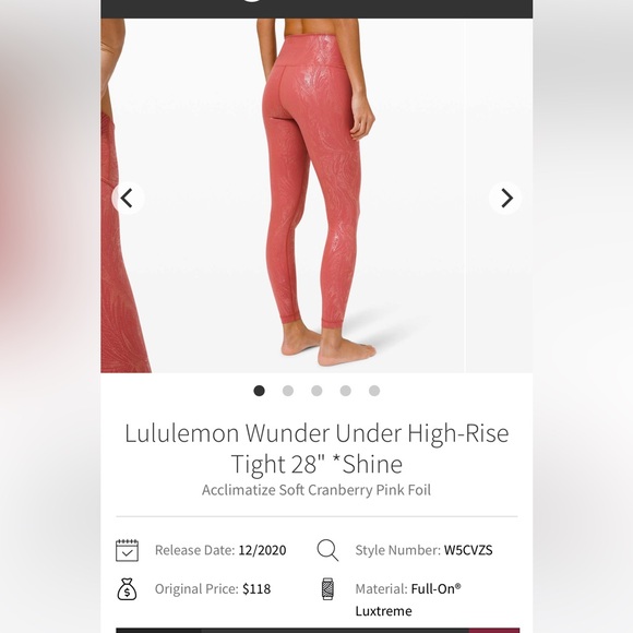 EUC Lululemon Wunder Under High Rise Tight 28” Shine - Picture 7 of 7